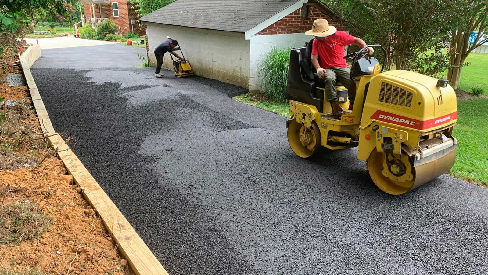 Asphalt paving crew at work in Chesapeake Beach, MD